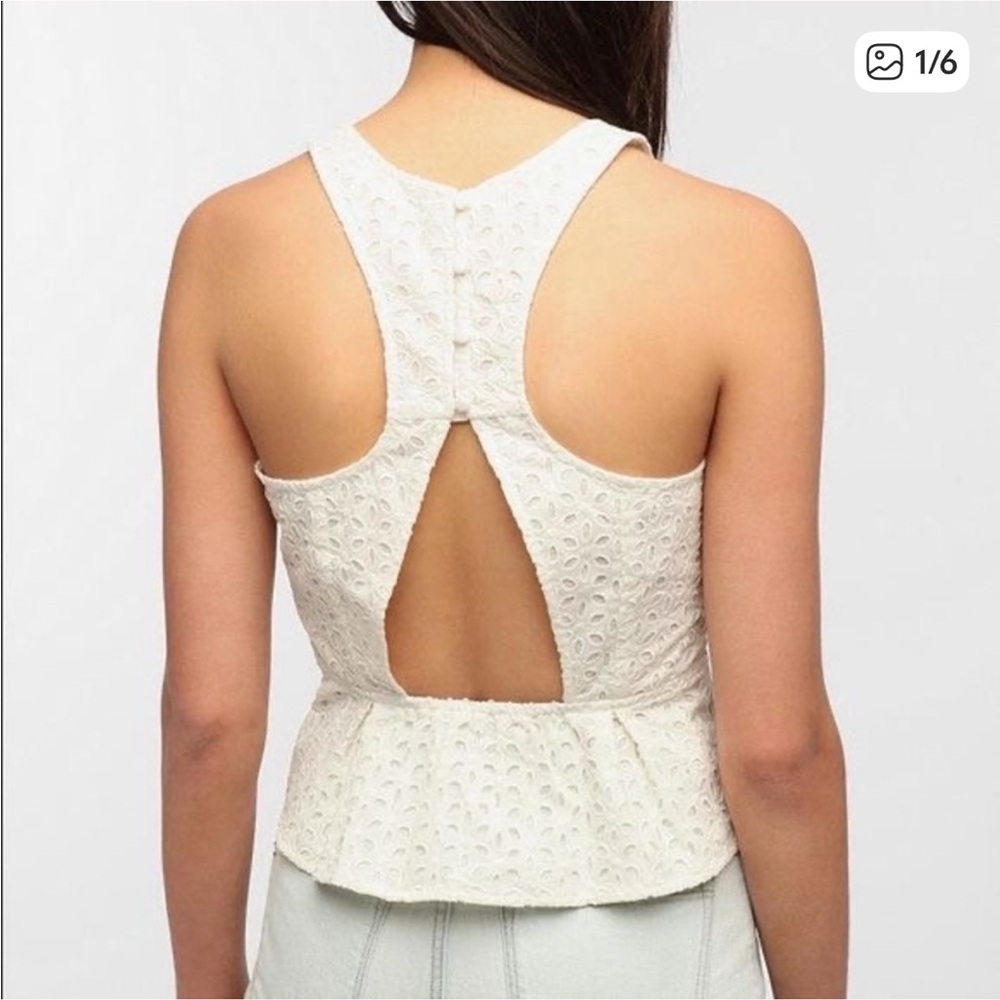 Urban Outfitters Eyelet Peplum Tank Top
